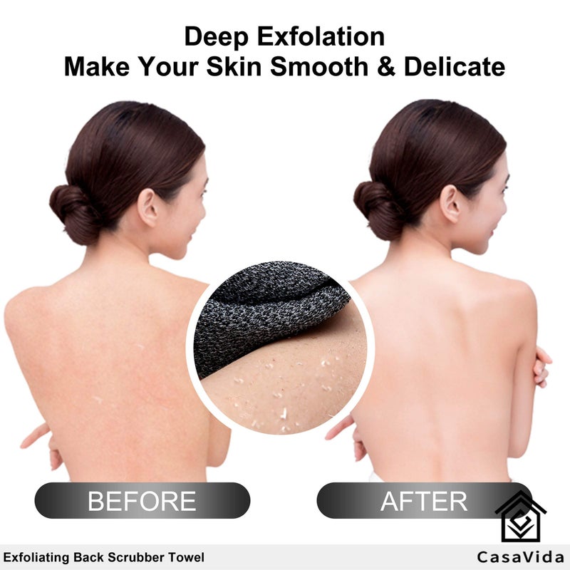 CasaVida Back Scrubber for Shower Exfoliating Body Scrubber Nylon Bath Towel Shower Back Washer Exfoliating Washcloth Rear Scrub Japanese Stretchable Pull Strap Wash Cloth Scrub Washcloth 2 Pack - Image 4
